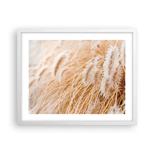 Plakat i hvid ramme - Gyldent susen af græsser - 50x40 cm