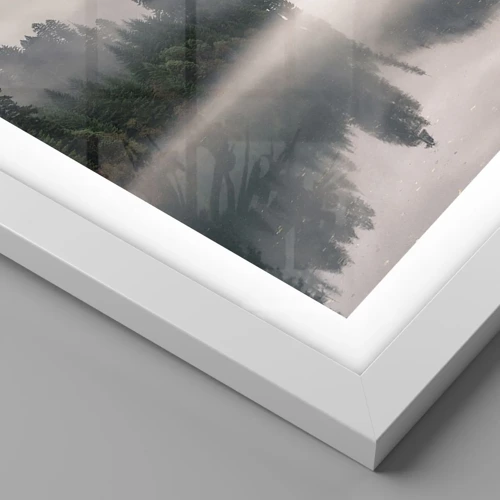 Plakat i hvid ramme - I drømmen, i tågen - 40x40 cm