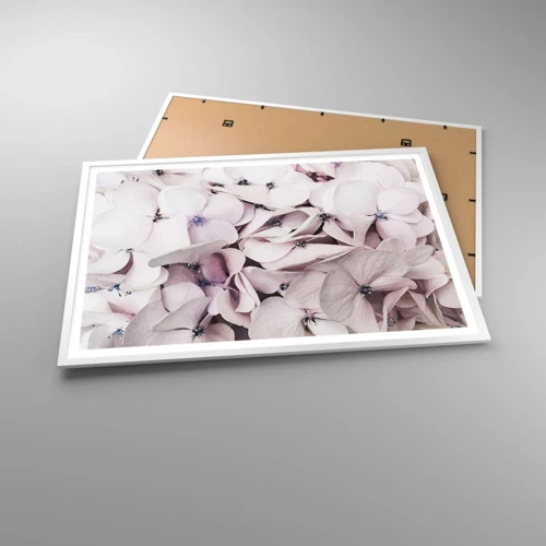 Plakat i hvid ramme - I en flod af blomster - 100x70 cm