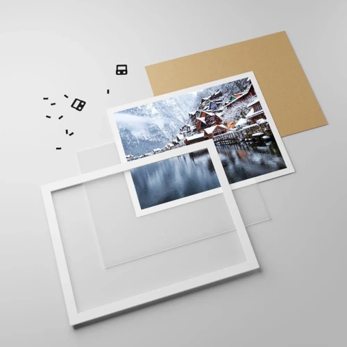 Plakat i hvid ramme - I en vinterdekoration - 40x30 cm