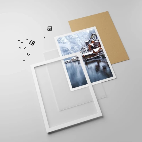 Plakat i hvid ramme - I en vinterdekoration - 40x50 cm