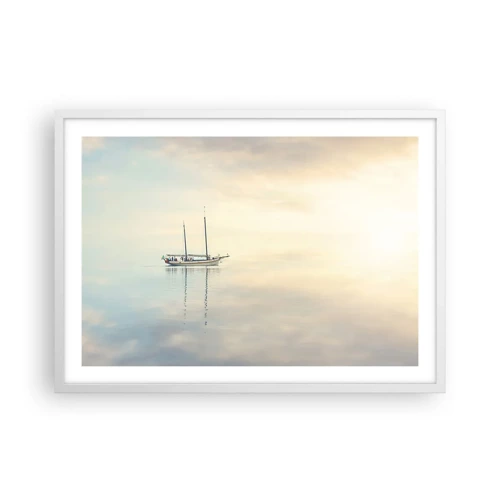 Plakat i hvid ramme - I et hav af stilhed - 70x50 cm