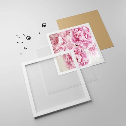Plakat i hvid ramme - I lyserød glamour - 40x40 cm