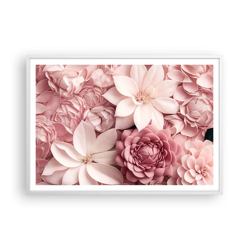 Plakat i hvid ramme - I lyserøde kronblade - 100x70 cm