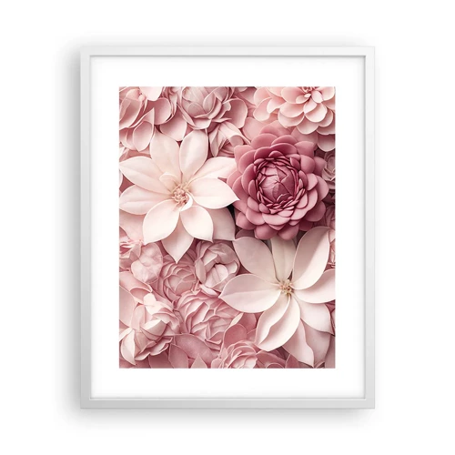 Plakat i hvid ramme - I lyserøde kronblade - 40x50 cm