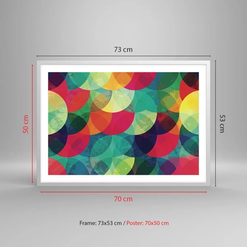 Plakat i hvid ramme - Ind i regnbuens opstigning - 70x50 cm