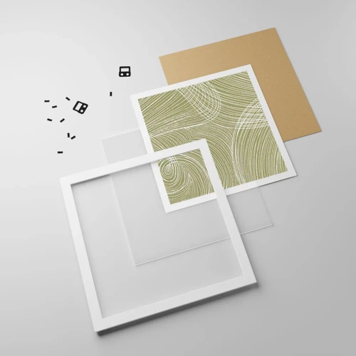 Plakat i hvid ramme - Indviklet abstraktion i hvidt - 30x30 cm