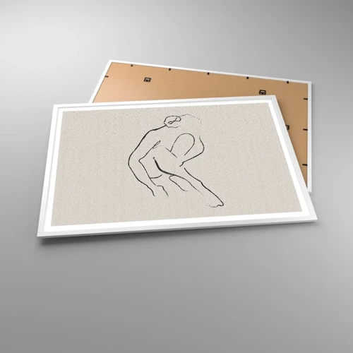 Plakat i hvid ramme - Intim skitse - 100x70 cm