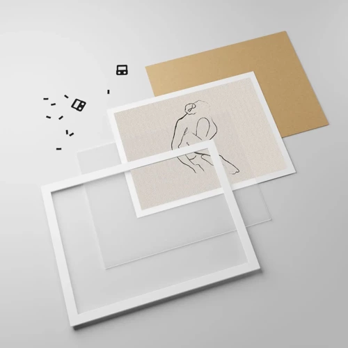 Plakat i hvid ramme - Intim skitse - 100x70 cm