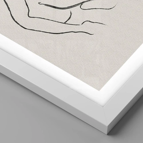 Plakat i hvid ramme - Intim skitse - 30x30 cm