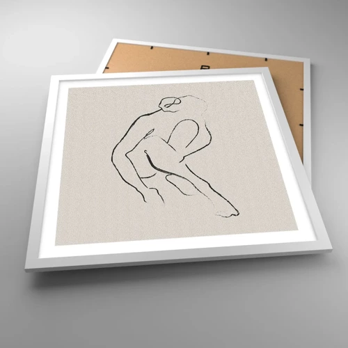 Plakat i hvid ramme - Intim skitse - 50x50 cm