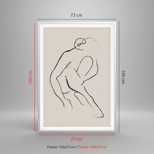 Plakat i hvid ramme - Intim skitse - 70x100 cm
