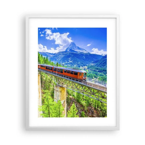 Plakat i hvid ramme - Jernbane til Alperne - 40x50 cm