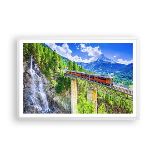 Plakat i hvid ramme - Jernbane til Alperne - 91x61 cm
