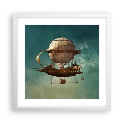 Plakat i hvid ramme - Jules Verne hilser - 40x40 cm