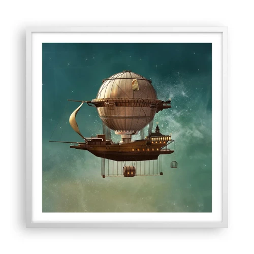 Plakat i hvid ramme - Jules Verne hilser - 60x60 cm