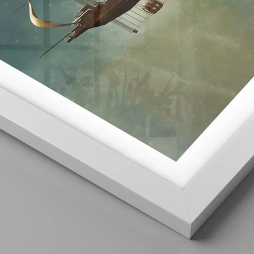 Plakat i hvid ramme - Jules Verne hilser - 60x60 cm