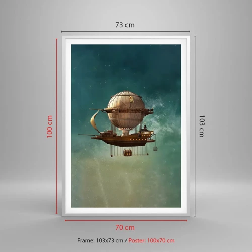 Plakat i hvid ramme - Jules Verne hilser - 70x100 cm