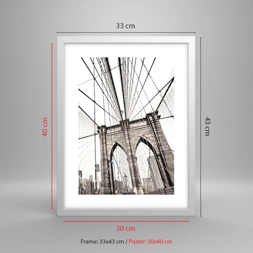 Plakat i hvid ramme - Katedralen i New York - 30x40 cm