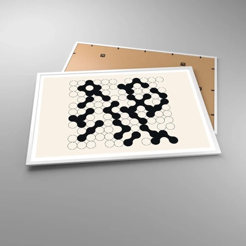 Plakat i hvid ramme - Kinesisk spil - variation - 100x70 cm