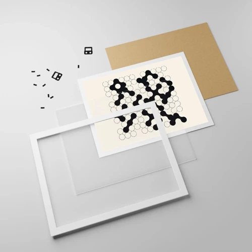 Plakat i hvid ramme - Kinesisk spil - variation - 50x40 cm