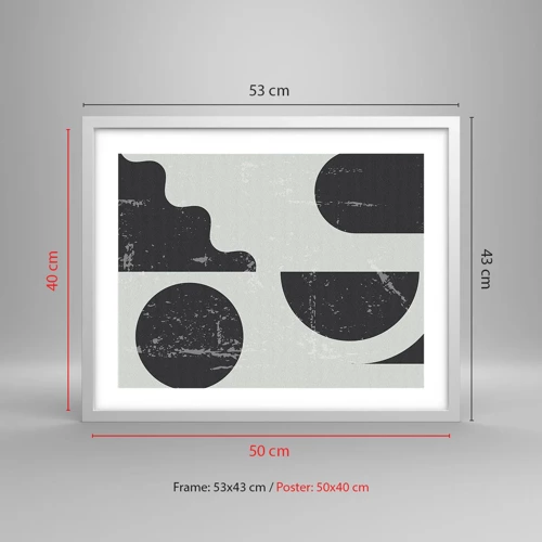 Plakat i hvid ramme - Komposition over og under - 50x40 cm