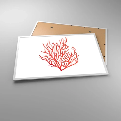 Plakat i hvid ramme - Koral-filigran - 91x61 cm