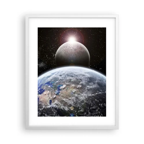 Plakat i hvid ramme - Kosmisk landskab - solopgang - 40x50 cm