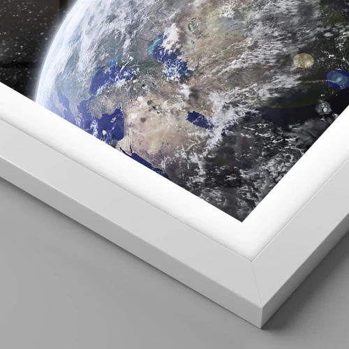 Plakat i hvid ramme - Kosmisk landskab - solopgang - 91x61 cm