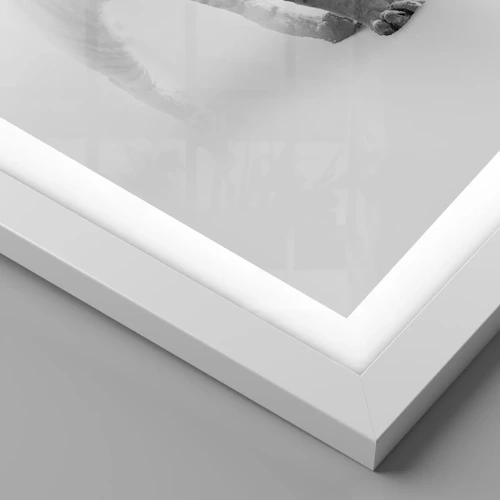Plakat i hvid ramme - Krybende i tågen - 50x40 cm