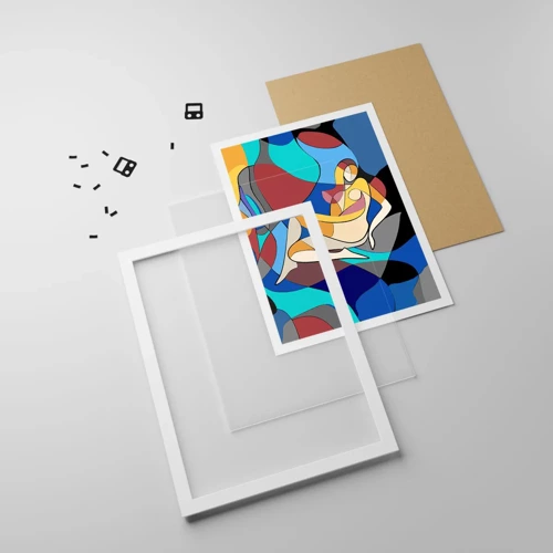 Plakat i hvid ramme - Kubistisk nøgen - 30x40 cm