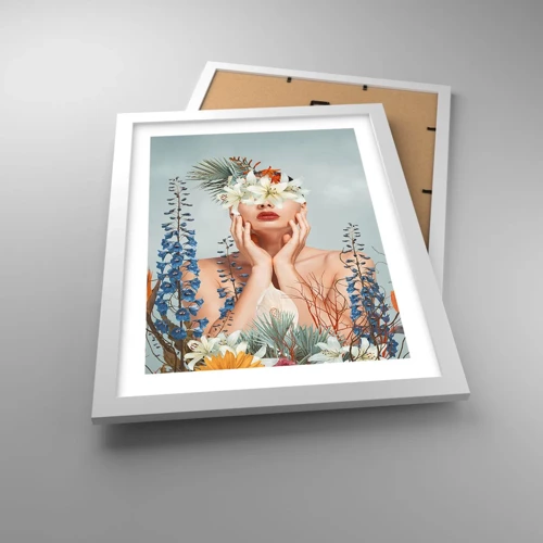 Plakat i hvid ramme - Kvinde blomst - 30x40 cm