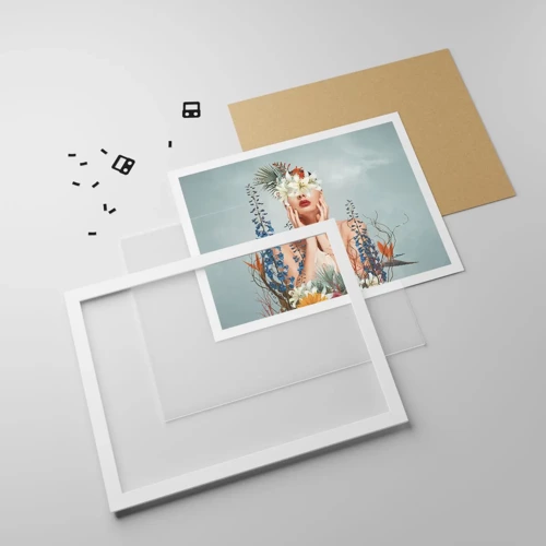 Plakat i hvid ramme - Kvinde blomst - 40x30 cm