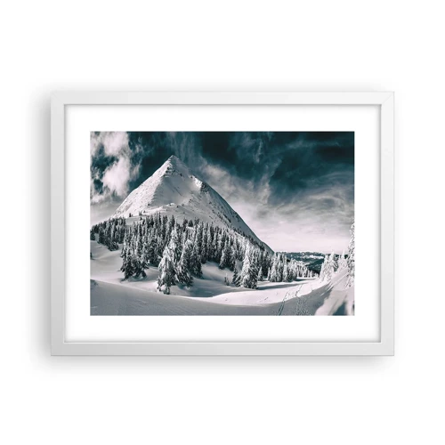 Plakat i hvid ramme - Land med sne og is - 40x30 cm
