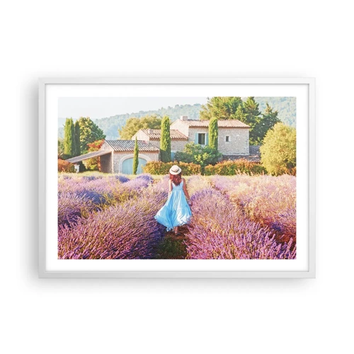 Plakat i hvid ramme - Lavendel pige - 70x50 cm