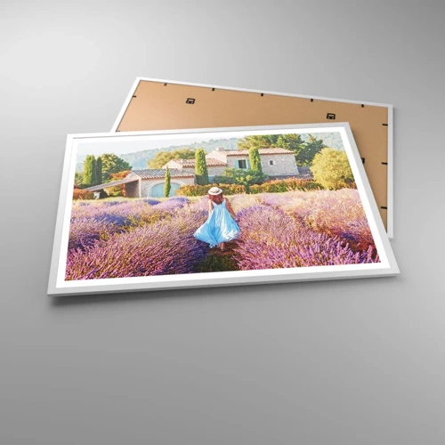 Plakat i hvid ramme - Lavendel pige - 91x61 cm