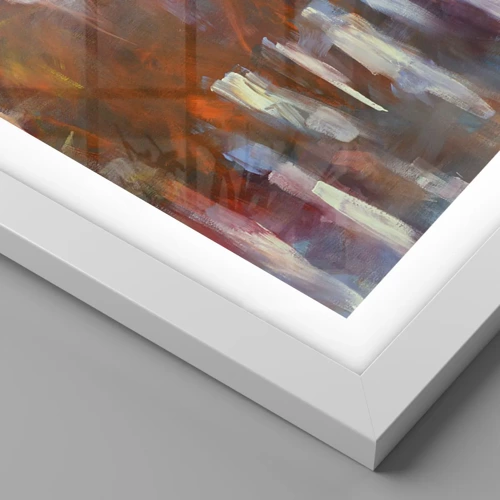 Plakat i hvid ramme - Lige i regn og tåge - 30x30 cm