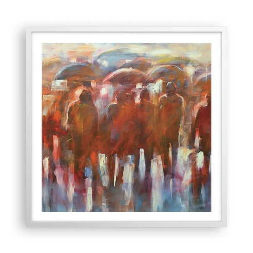 Plakat i hvid ramme - Lige i regn og tåge - 60x60 cm