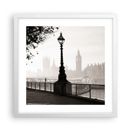 Plakat i hvid ramme - London morgen - 40x40 cm