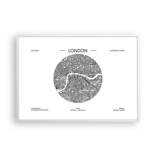 Plakat i hvid ramme - Londons anatomi - 100x70 cm