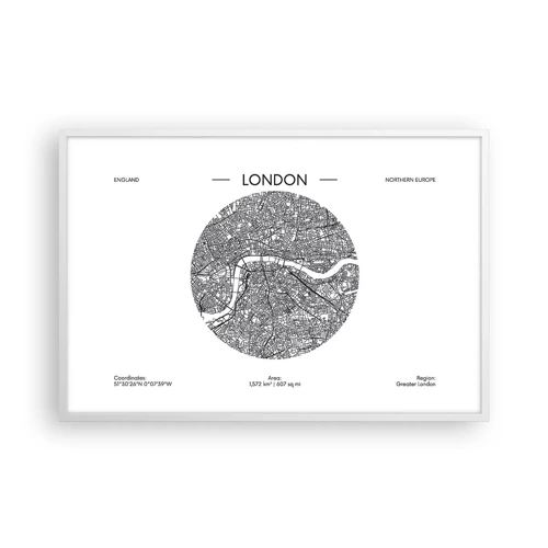 Plakat i hvid ramme - Londons anatomi - 91x61 cm