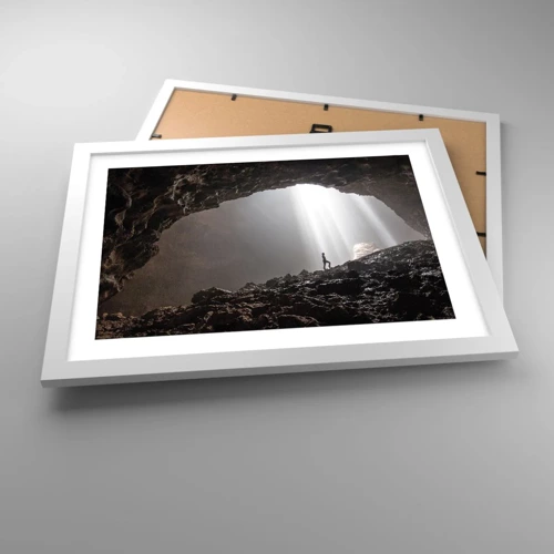 Plakat i hvid ramme - Lysende grotte - 40x30 cm