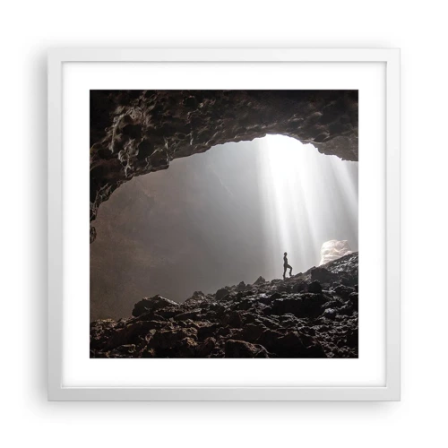 Plakat i hvid ramme - Lysende grotte - 40x40 cm