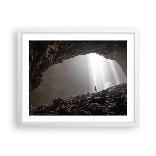 Plakat i hvid ramme - Lysende grotte - 50x40 cm
