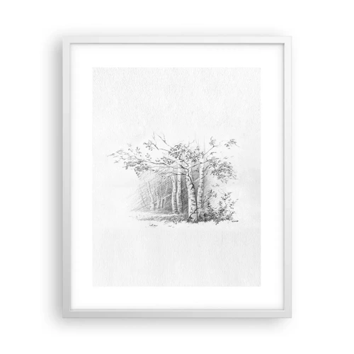 Plakat i hvid ramme - Lyset fra birkeskoven - 40x50 cm