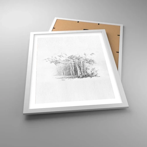 Plakat i hvid ramme - Lyset fra birkeskoven - 40x50 cm