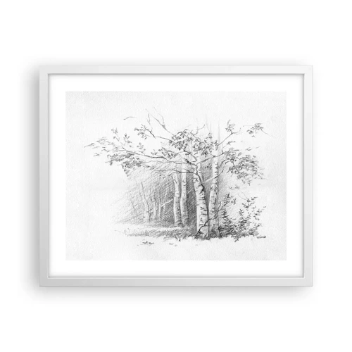 Plakat i hvid ramme - Lyset fra birkeskoven - 50x40 cm