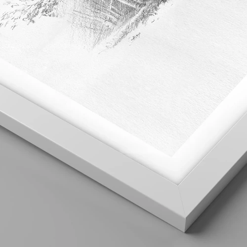 Plakat i hvid ramme - Lyset fra birkeskoven - 50x40 cm