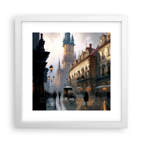 Plakat i hvid ramme - Magien i en aften i Prag - 30x30 cm