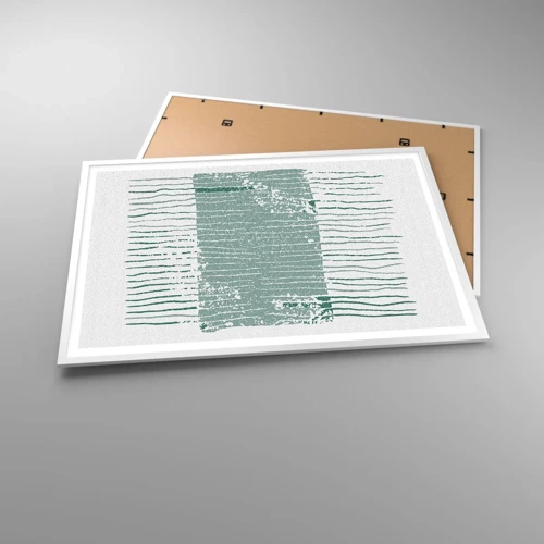 Plakat i hvid ramme - Marin abstraktion - 100x70 cm